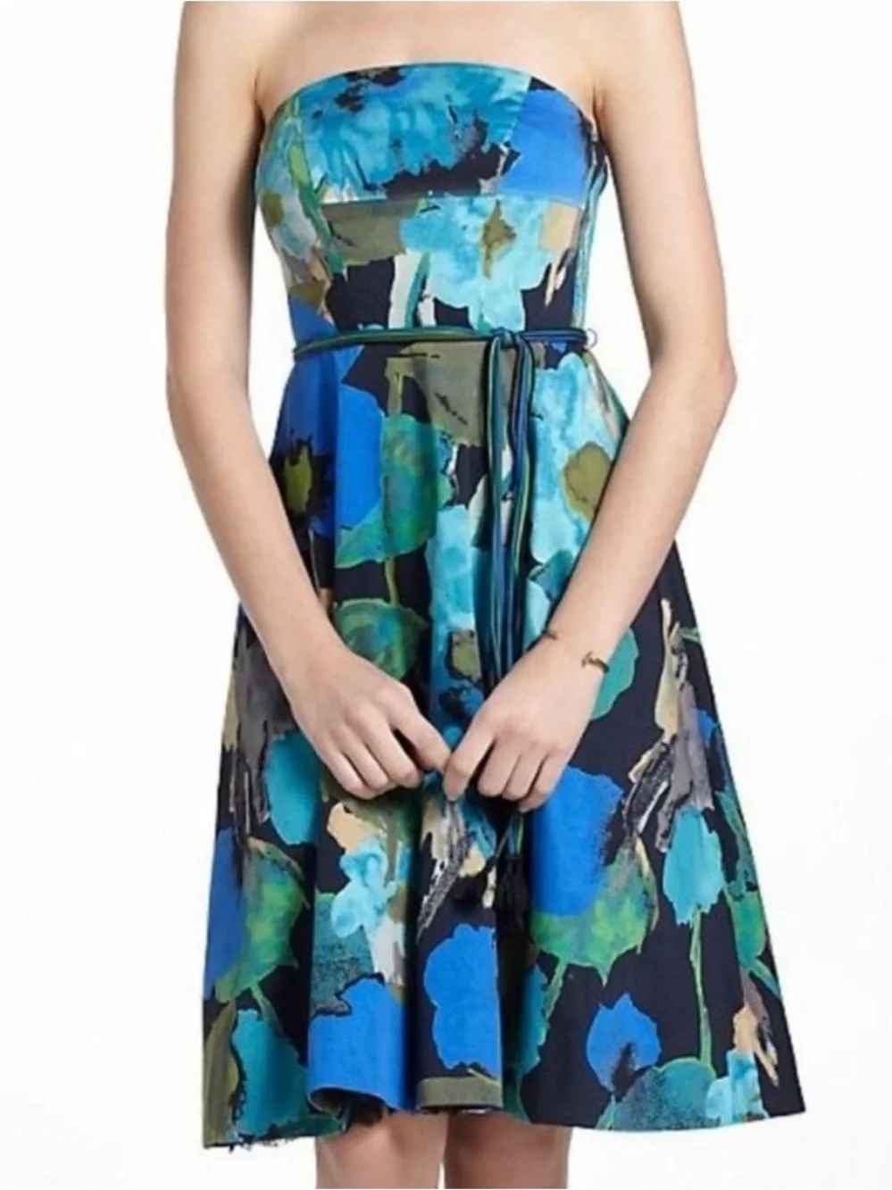Anthropologie Vanessa Virginia Shadeflower Strapless Floral Dress Size M 8-10 - Picture 2 of 13